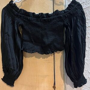 Olivaceous Black Off-Shoulder Blouse